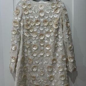 Elegant Cream and White Floral Dress